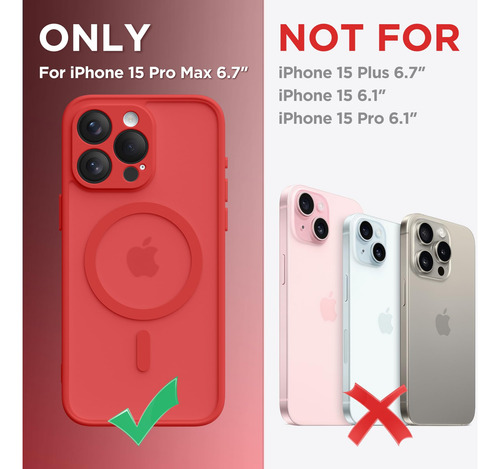 Funda Para iPhone 15 Pro Max Proteccion Total Color Rojo