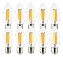 Comprar Lampara Vela Pack X10 4w Filamento Dimerizable Vintage E27 Luz Blanca Fría