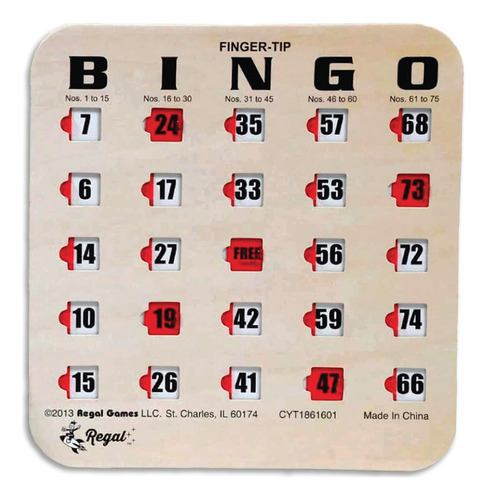 Cartões De Bingo Regal Bingo Finger-tip Shutter 25 Cartões