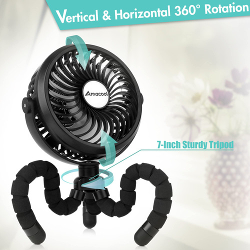 Ventilador De Cochecito Portátil Con Trípode Flexible Negro