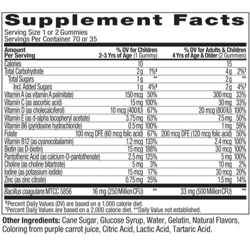 Imagen 3 de 5 de Olly Niños Kids 4+ Multivitamínico + Probióticos 70 Gomitas Sabor Berrys