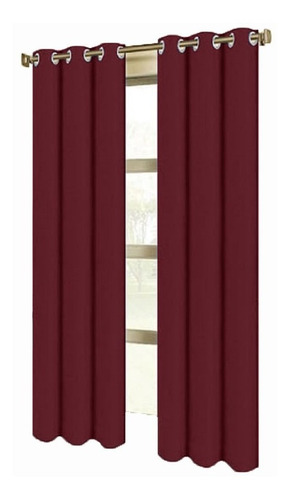 Cortinas Blackout 188cm Ancho X 274cm Largo En 2 Paneles Color Tinto