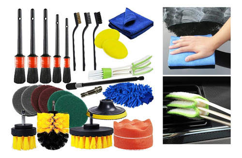 Kit De Cepillos Para Detalles De Automóviles, 26 Uds.,