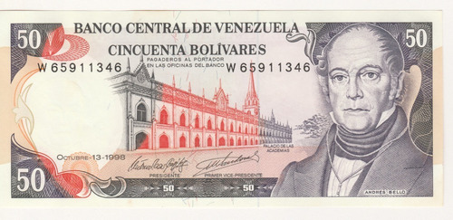 Billete Venezuela 50 Bs Octubre 13 1998 W8 Unc