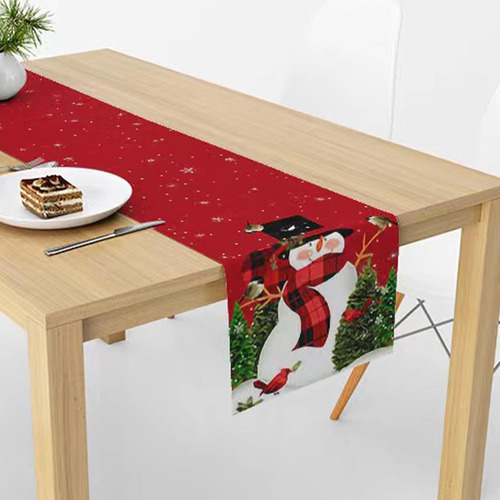 Camino De Mesa Decorativo De Navidad, Copo De Nieve Rojo Y M