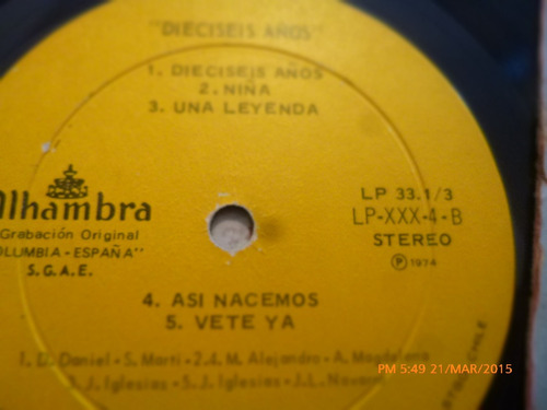 Vinilo Lp De Julio Iglesias -dieciseis Años (u312
