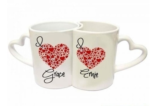 Taza Doble De Corazón Personalizada