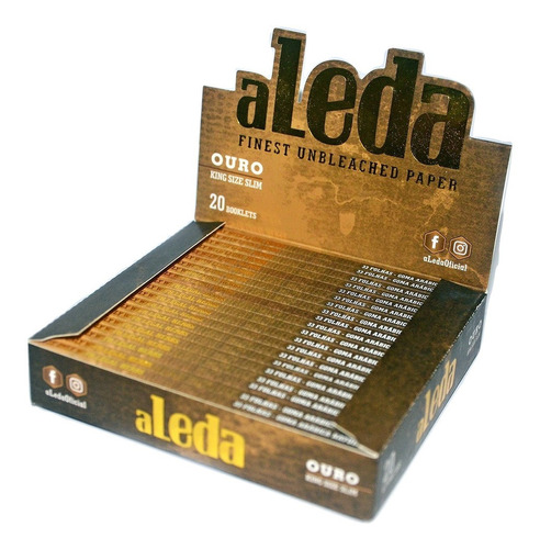 Seda Smoking Aleda Ouro Dourada King Size Kit C/5 Caixas