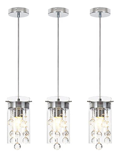 Lámpara Colgante Cristal Loclgpm, Cocina Moderna, 3 Pack