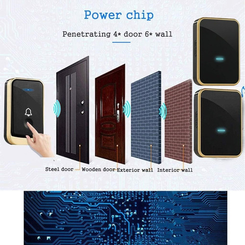 Timbre Inalámbrico Impermeables Exterior Con 2 Receptores