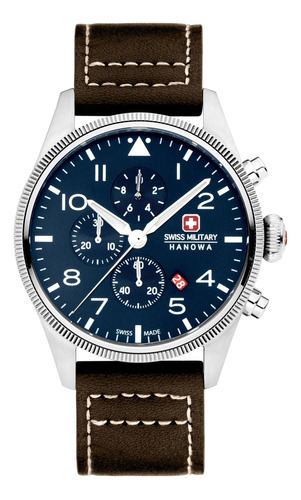 Reloj Swiss Military Smwgc0000402 Para Hombre Cronografo Color de la malla Azul Color del bisel Plateado Color del fondo Azul