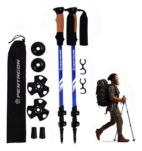 Bastones Trekking Senderismo X2 Plegables Aluminio Pentagon