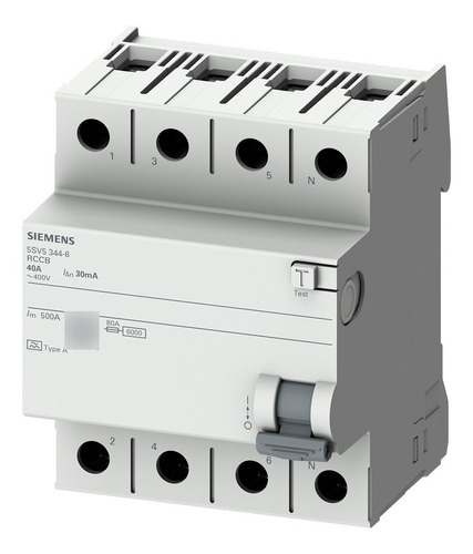 Disyuntor Diferencial Siemens 4x25a, 30ma,tipo Ac, 5sv5342-0