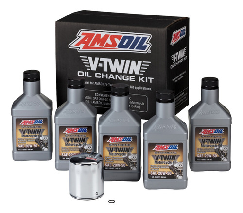 Kit Amsoil V-twin 20w50 Con Filtro Cromado Para Hd