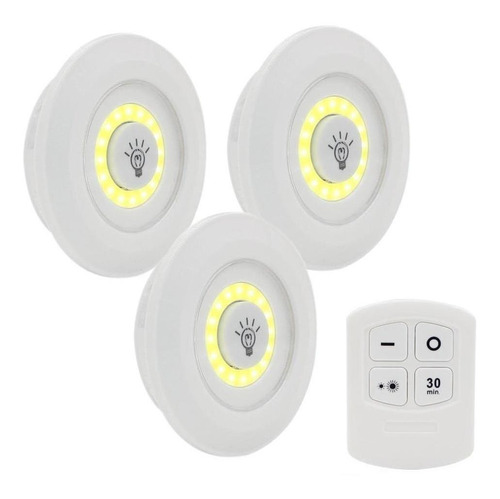 Luces Led Pack 3 Unidades Control Remoto Color De Luz Blanco