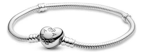 Pulsera Pandora Moments Flexible Broche Corazón Plata S925 Largo 21 Cm