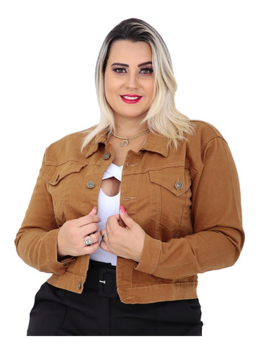 Jaqueta Jeans Feminina Cropped Plus Size Curta G1 G2 G3 G4