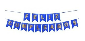 Set Guirnalda Feliz Cumpleaños Letras Doradas Banderín