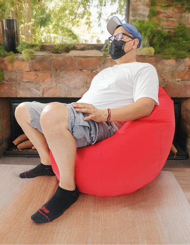 Sillón Puff Oval Confortable Color Rojo