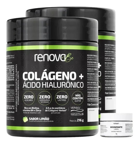 2x Colágeno Renova Be Verisol + Ácido Hialurônico Vitaminas