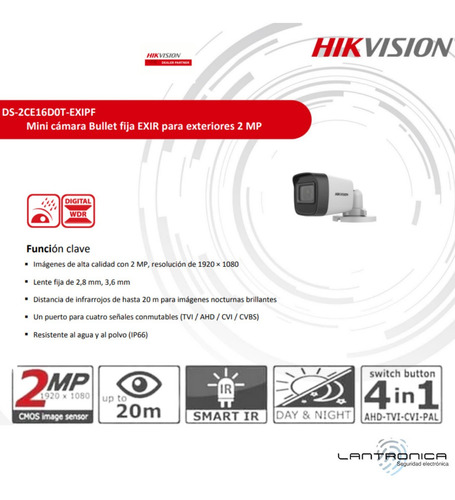 Imagen 5 de 9 de Camara Seguridad Hikvision 2mp Full Hd 1080p Exterior 2.8mm