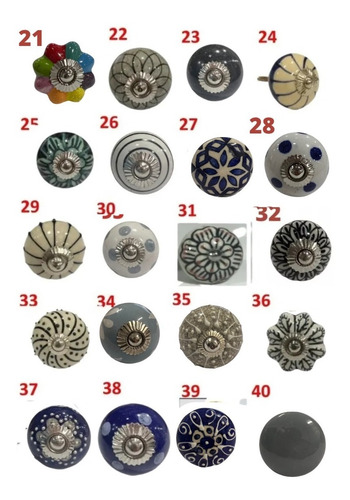 Imagen 4 de 7 de Set X10 Tiradores Tirador De Cerámica Manija Cajones Muebles