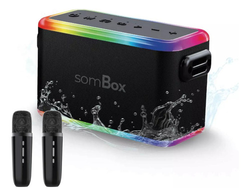 Caixa De Som Sombox 100w Bluetooth Pendrive Karaokê Potente Cor Preto