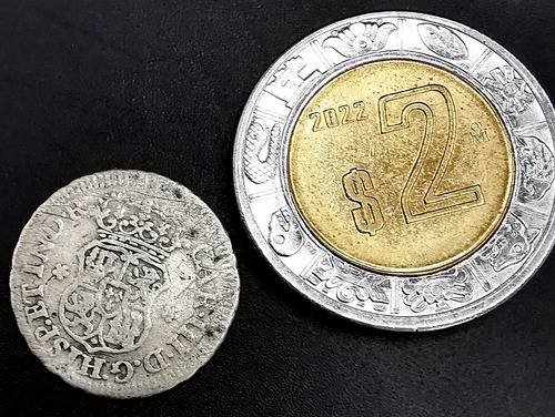 Moneda 1/2 Real Plata Del Año 1765 Columnaria