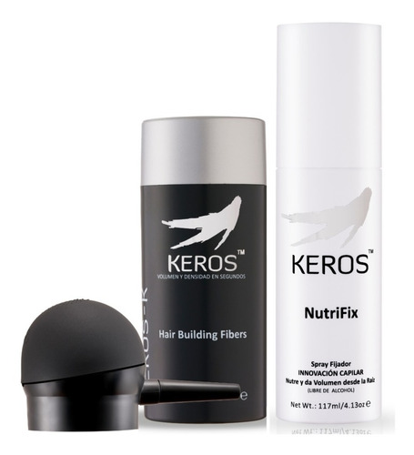 Keros Pack Trío Cubre Alopecia Nano Micro Fibras Pelo Polvo