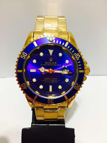 Relógio Em Aço Sub Gold Blue