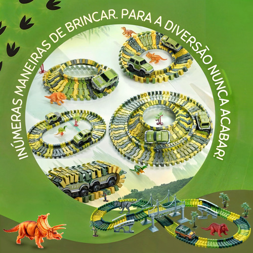 Hot Pista De Corrida Com Dinossauros E Carros Trilha 192pçs