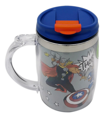 Avengers - Marvel - Tazon Termico Con Tapa - 450 Ml - Titani Color Multicolor