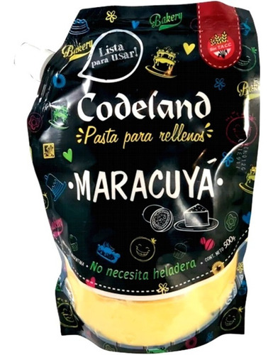 Pasta Para Relleno Codeland Maracuya 500g Sin Tacc Con Pico