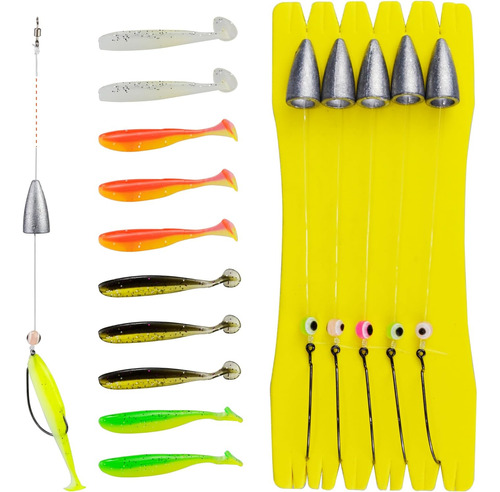 Texas Rig Para Pesca De Lubina, 5 Piezas En 1 Paquetes Compl