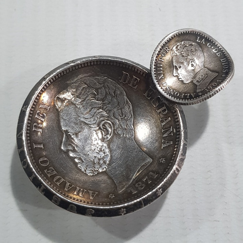 Imagen 1 de 6 de Antigua Moneda Plata Cenicero Arte Escondido 1871 Mag 59808