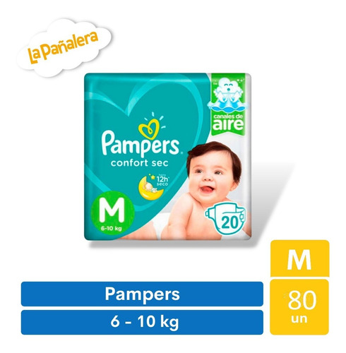 Pañal Pampers Confort Sec Talla M 80 Pañales