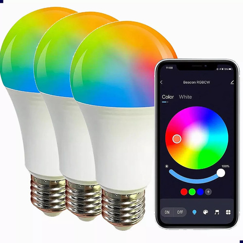 Pack 10 Ampolletas Inteligentes Tuya Rgb 9w Bulb Cel - Wifi