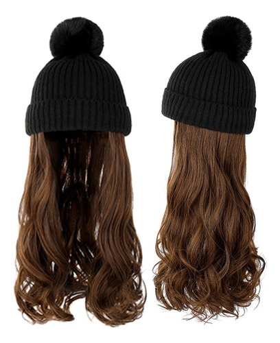 Gorro Con Extensiones De Pelo Largo Y Ondulado Y Rizado,