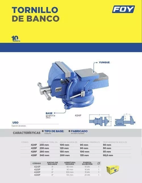 Segunda imagen para búsqueda de tornillo de banco 8 pulgadas herramientas