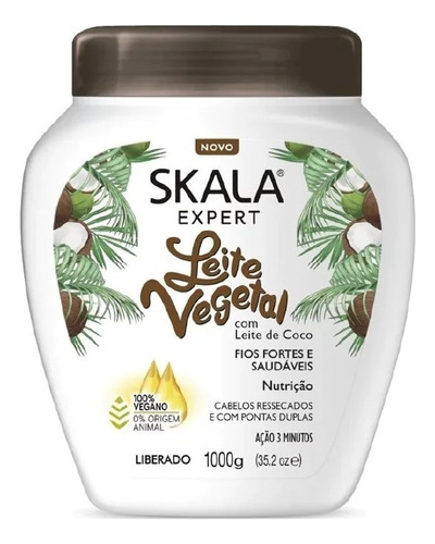 Skala Mascara Leite Vegetal Con Coco 1kg Nutre Curly Vegana