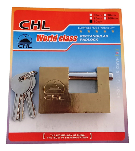 Candado De Seguridad 80mm Anti Cizalla Con 3 Llave W9