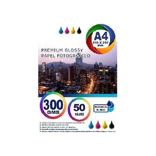 50 Hojas, Papel Fotográfico Glossy A4 Impresora 300g Brill