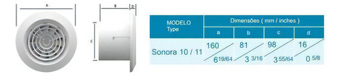 Exaustor Para Banheiro Silencioso Mod: Sonora-11 Bivolt