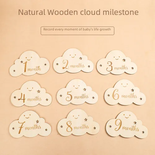 Ae Español - Soporte Fotográfico Wooden Cloud Baby Milestone
