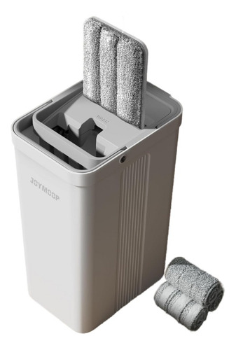 Trapeador 3 Recambios Microfibra Cubo Exprimidor Gris Blanco Blanco/gris