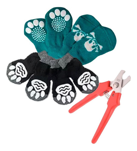 Kit Calzado Medias Antideslizantes Large + Alicate Mascotas