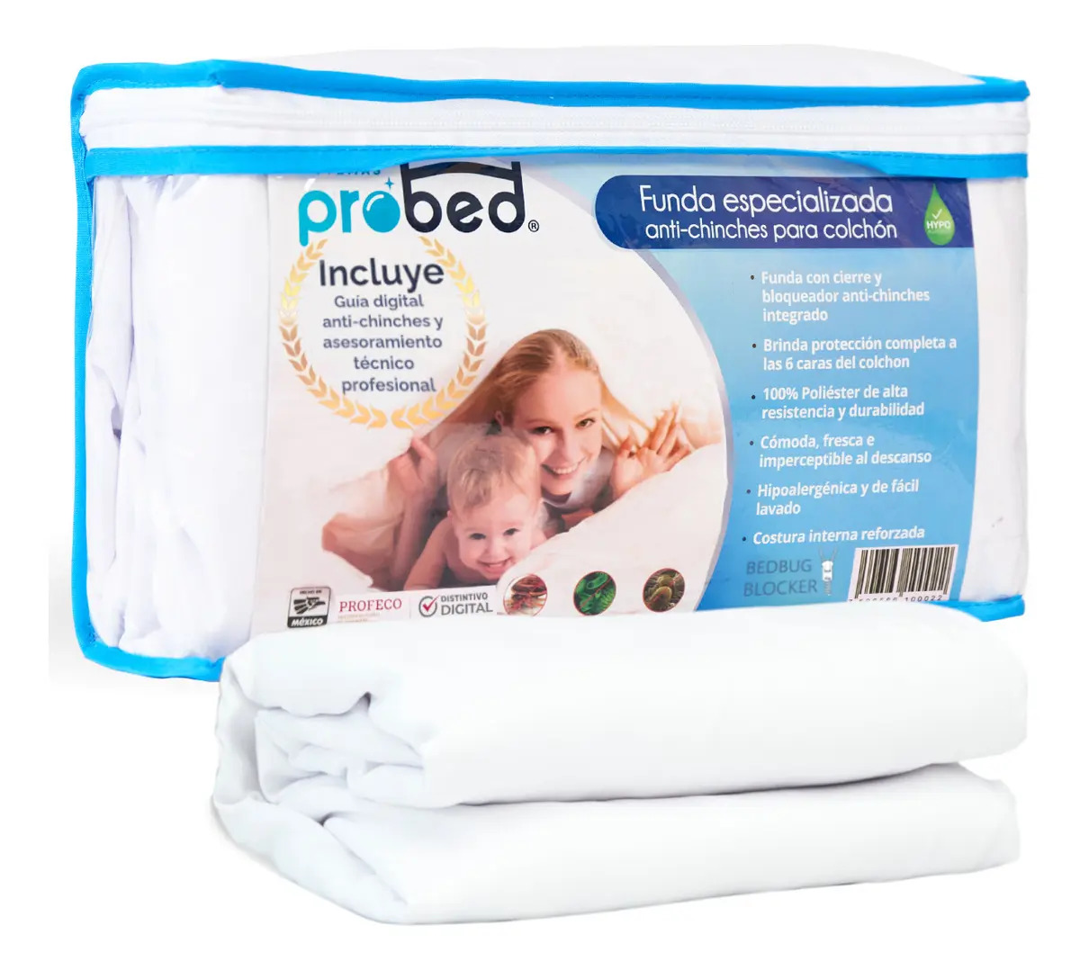 Funda Protector Colchón Anti Chinches Individual Alta Gama Sistemas Probed®