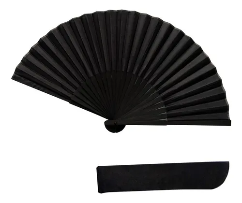 comprar 2 Abanicos Plegables De Mano De Seda De Color Negro Grande .