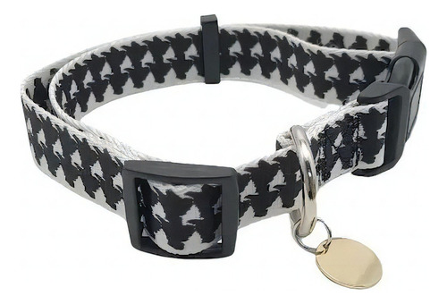 Collar Para Perros Raza Mediana y Grande Ajustable Diseño Patron Negro Meru Mas70