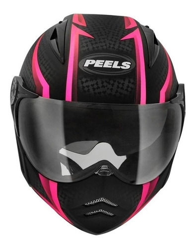 Capacete para moto  multi-modular Peels  Mirage  preto e rosa storm tamanho 61 